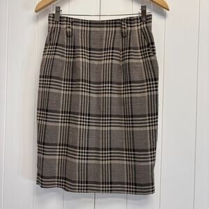 Railroad Womens Academia Preppy Hipster Plaid Pencil Skirt‎ Size M Brown Office